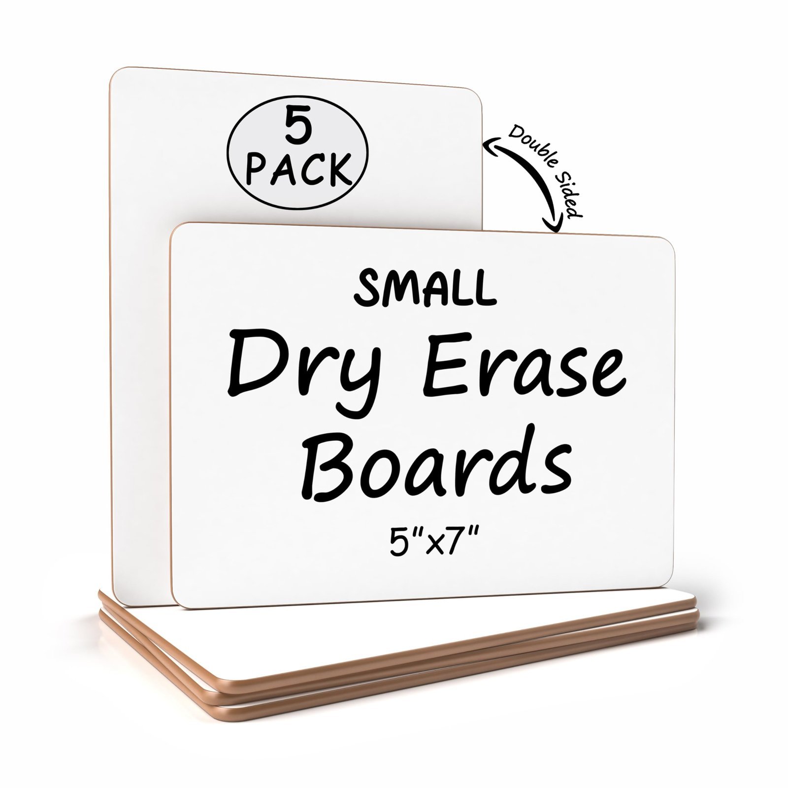 Stack of small, double-sided dry erase boards, 5-pack, 5"x7"